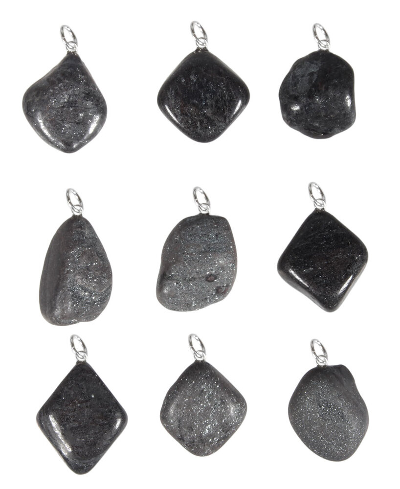 Speculariet (hematiet) hanger met zilveren oogje Speculariet (hematiet) hanger met zilveren oogje