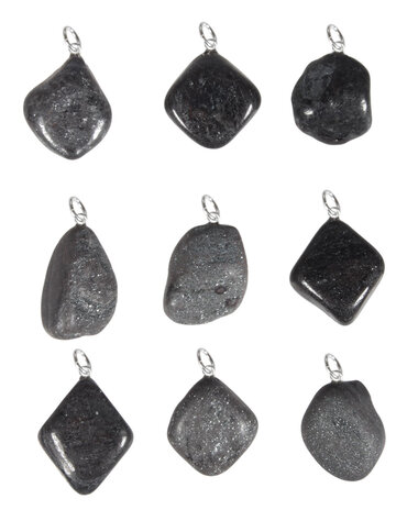 Speculariet (hematiet) hanger met zilveren oogje Speculariet (hematiet) hanger met zilveren oogje