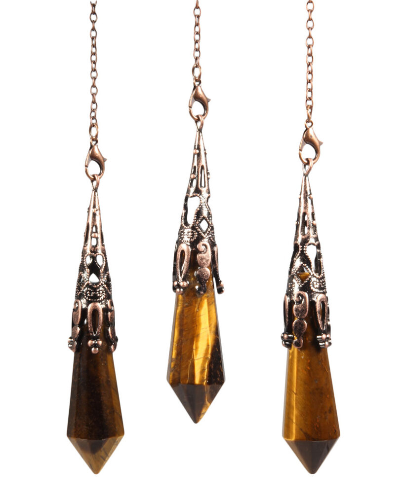 Tijgeroog pendel facet bewerkte houder XL Tijgeroog pendel facet bewerkte houder XL