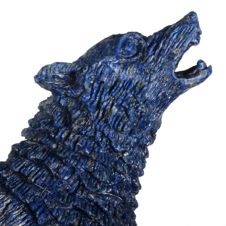 Lapis lazuli wolven op houten standaard 20,5 x 9 x 18 cm | 1629 gram Lapis lazuli wolven op houten standaard 20,5 x 9 x 18 cm | 1629 gram