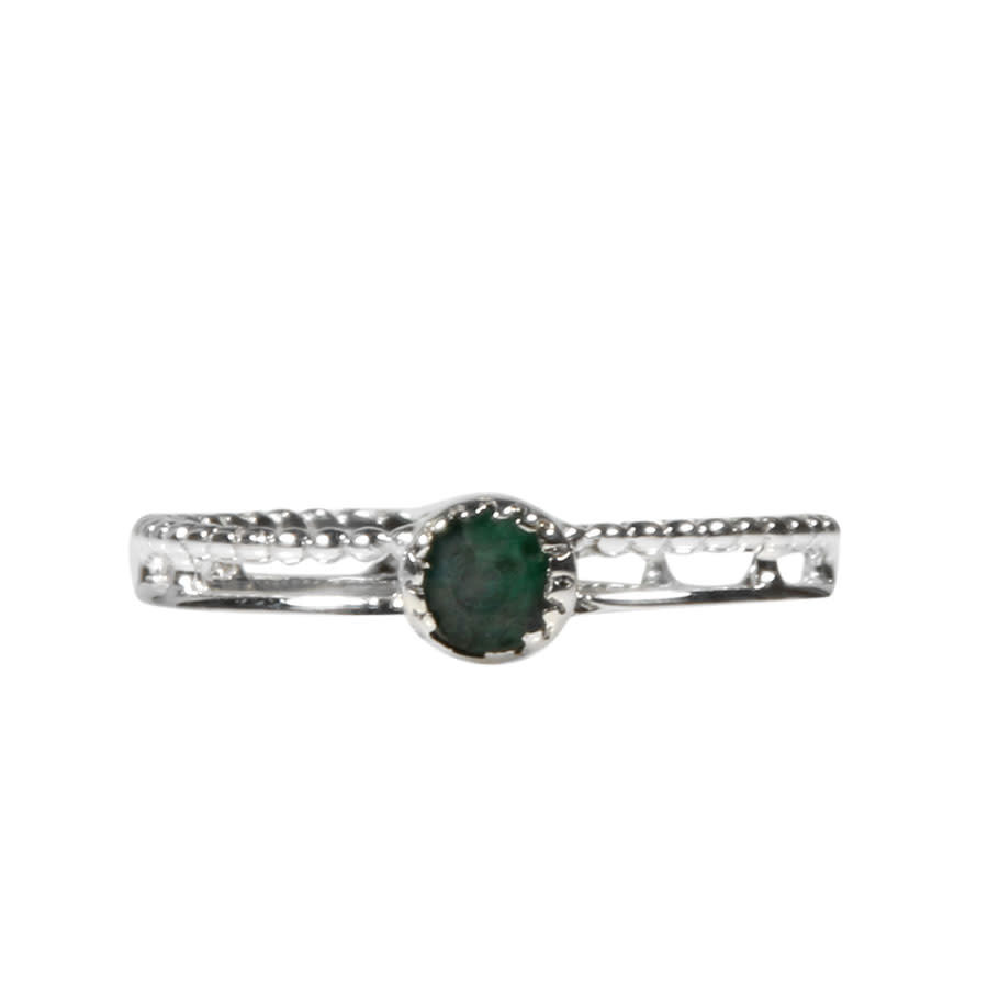 Monarchie Bijlage een andere Zilveren ring smaragd maat 18 | dubbele rand rond facet - Spiritual Garden