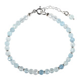 Aquamarijn zilveren armband 4 mm facet | op draad Aquamarijn zilveren armband 4 mm facet | op draad
