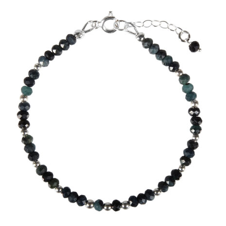 Indigoliet (blauwe toermalijn) zilveren armband | 4 x 3 mm facet rondelles