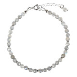 Labradoriet zilveren armband 4 mm | op draad