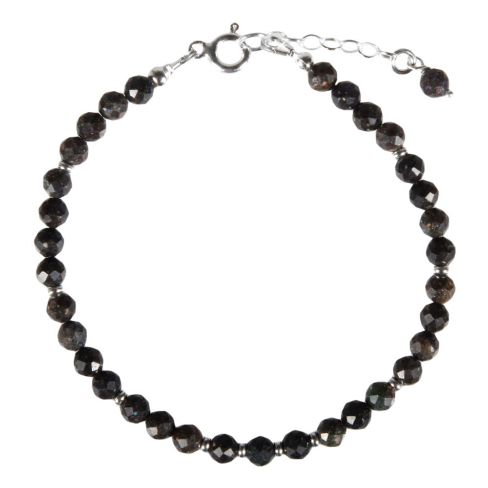 Opaal (zwart) zilveren armband | 4 mm facet Opaal (zwart) zilveren armband | 4 mm facet