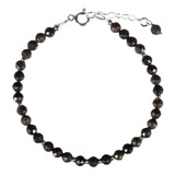 Opaal (zwart) zilveren armband | 4 mm facet