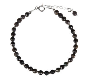 Opaal (zwart) zilveren armband | 4 mm facet