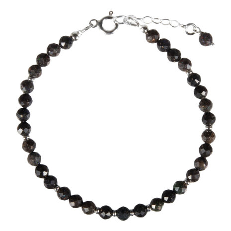 Opaal (zwart) zilveren armband | 4 mm facet Opaal (zwart) zilveren armband | 4 mm facet