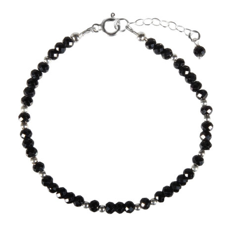 Toermalijn (zwart) zilveren armband | 4 x 3 mm facet rondelles Toermalijn (zwart) zilveren armband | 4 x 3 mm facet rondelles