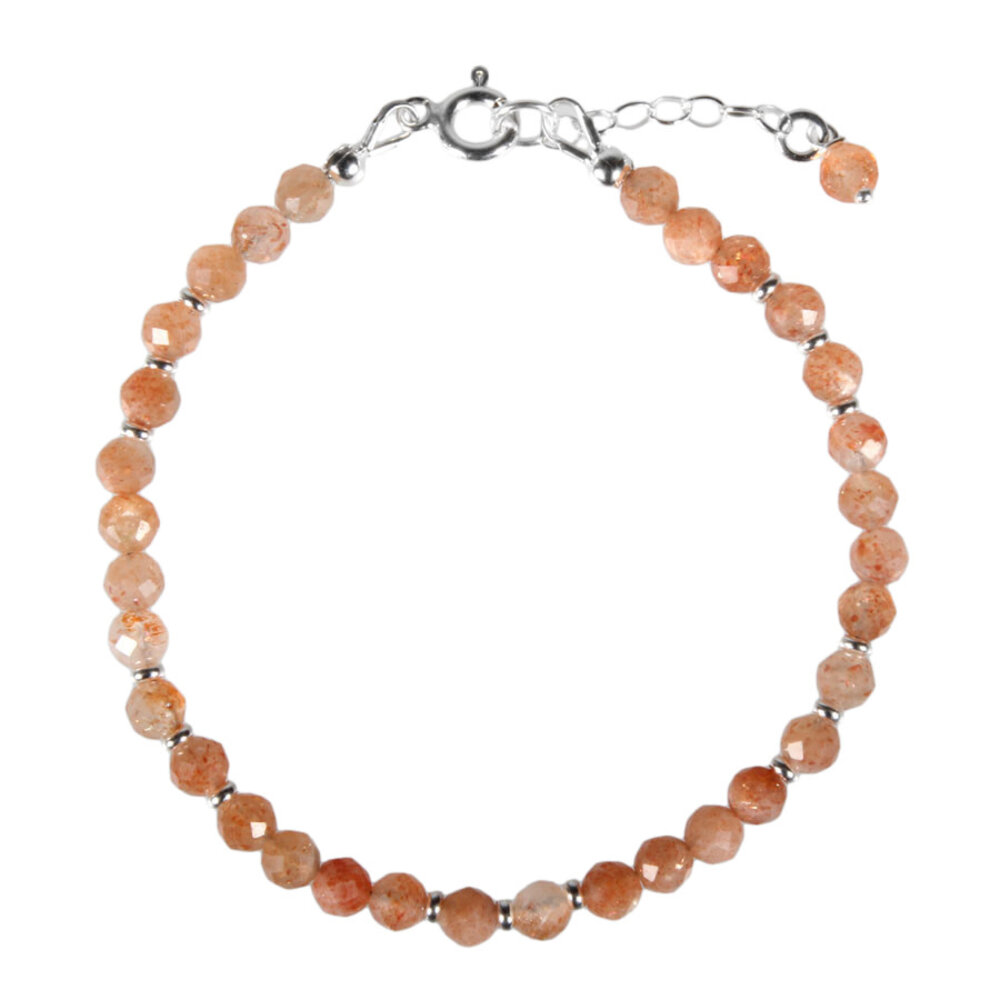 Zonnesteen zilveren armband | 4 mm facet Zonnesteen zilveren armband | 4 mm facet