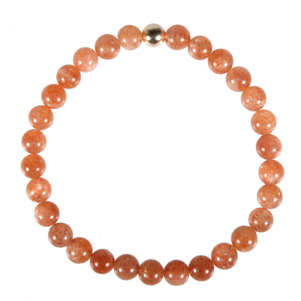 Zonnesteen armband A-kwaliteit met 14k gouden kraal | 6 mm kralen Zonnesteen armband A-kwaliteit met 14k gouden kraal | 6 mm kralen