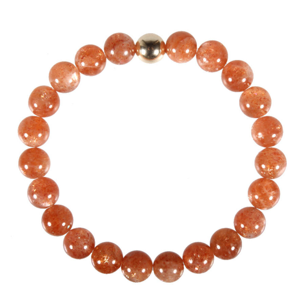 Zonnesteen armband A-kwaliteit met 14k gouden kraal | 8 mm kralen