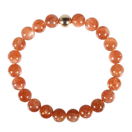 Zonnesteen armband A-kwaliteit met 14k gouden kraal | 8 mm kralen
