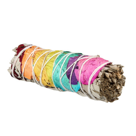 Salie smudge stick 10 cm | chakra rozenblaadjes