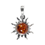 Zilveren hanger barnsteen | zon 8 mm Zilveren hanger barnsteen | zon 8 mm