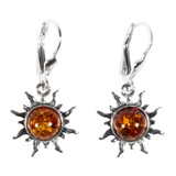 Zilveren oorbellen barnsteen | zon 8 mm Zilveren oorbellen barnsteen | zon 8 mm