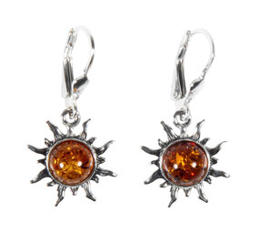Zilveren oorbellen barnsteen | zon 8 mm Zilveren oorbellen barnsteen | zon 8 mm