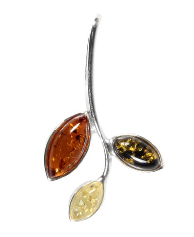 Zilveren hanger barnsteen | takje 3 kleuren Zilveren hanger barnsteen | takje 3 kleuren