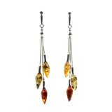 Zilveren oorstekers barnsteen | lang druppels 3 kleuren Zilveren oorstekers barnsteen | lang druppels 3 kleuren