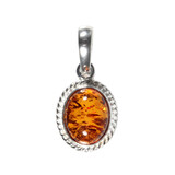 Zilveren hanger barnsteen | ovaal ribbelrand 10 x 8 mm Zilveren hanger barnsteen | ovaal ribbelrand 10 x 8 mm