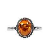 Zilveren ring barnsteen maat 16 1/2 | ovaal ribbelrand 9 x 7 mm Zilveren ring barnsteen maat 16 1/2 | ovaal ribbelrand 9 x 7 mm