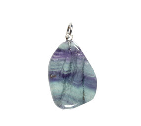 Fluoriet (multi) hanger met zilveren oogje