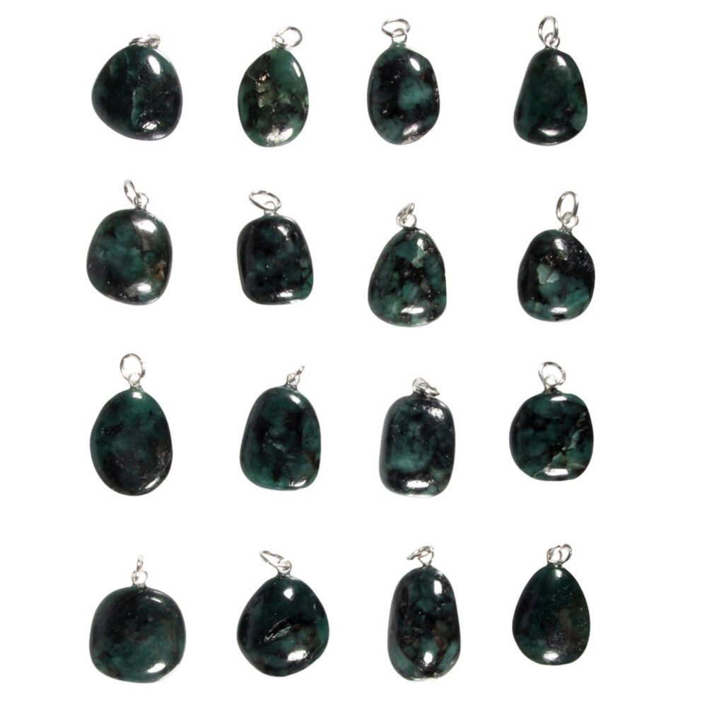 Smaragd hanger met zilveren oogje