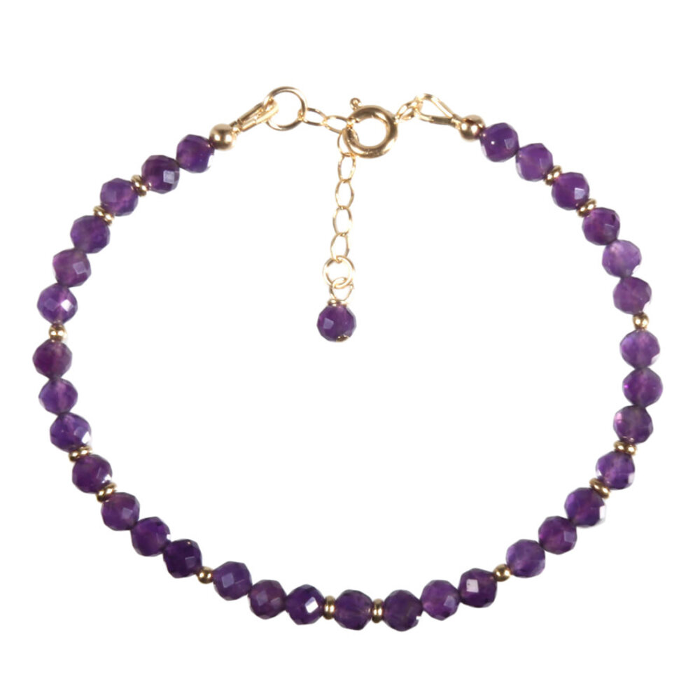Amethist gold filled armband 4 mm facet | op draad Amethist gold filled armband 4 mm facet | op draad