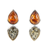 Zilveren oorstekers barnsteen druppels 2 kleuren Zilveren oorstekers barnsteen druppels 2 kleuren