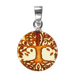 Barnsteen hanger levensboom 14 mm met zilveren oogje Barnsteen hanger levensboom 14 mm met zilveren oogje