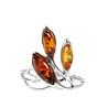 Zilveren ring barnsteen maat 18 | blaadjes 3 stenen Zilveren ring barnsteen maat 18 | blaadjes 3 stenen