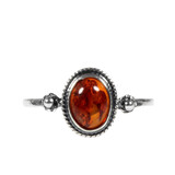 Zilveren ring barnsteen maat 19 | ovaal ribbelrand 8 x 6 mm Zilveren ring barnsteen maat 19 | ovaal ribbelrand 8 x 6 mm