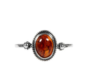 Zilveren ring barnsteen maat 18 | ovaal ribbelrand 8 x 6 mm Zilveren ring barnsteen maat 18 | ovaal ribbelrand 8 x 6 mm