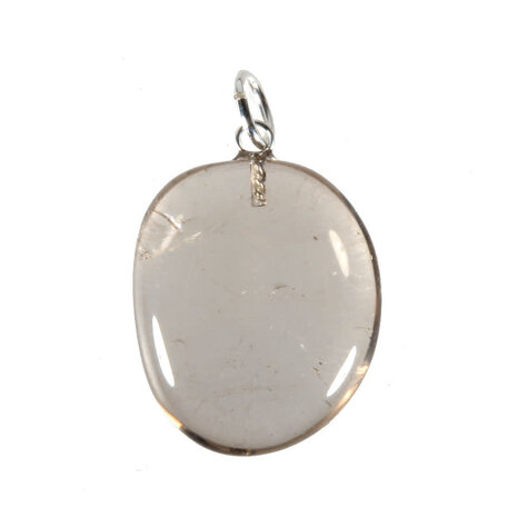 Rookkwarts hanger ovaal met zilveren oogje Rookkwarts hanger ovaal met zilveren oogje