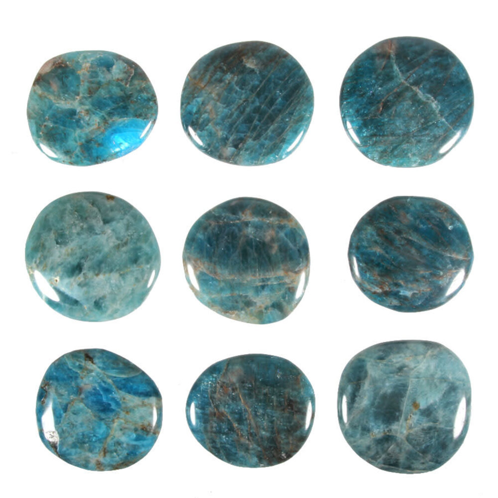 Apatiet (blauw) steen plat gepolijst