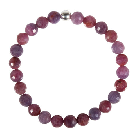 Saffier (roze) armband 18 cm | 6,5 - 7 mm facet kralen Saffier (roze) armband 18 cm | 6,5 - 7 mm facet kralen