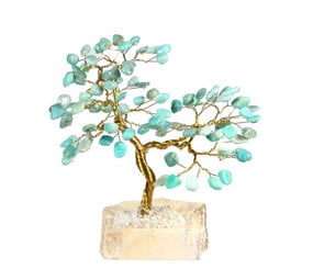 Amazoniet edelsteen boompje op steen