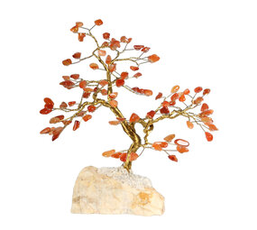 Carneool edelsteen boompje op steen Carneool edelsteen boompje op steen