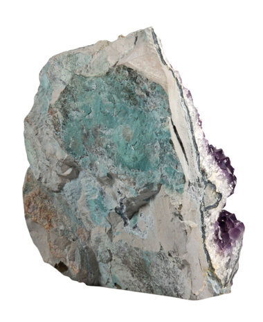 Amethist cluster met calciet (hondentand) staand 27,5 x 23 x 17 cm | 10650 gram Amethist cluster met calciet (hondentand) staand 27,5 x 23 x 17 cm | 10650 gram