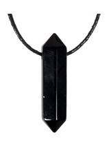 Obsidiaan (zwart) hanger dubbeleinder doorboord