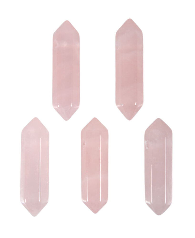 Rozenkwarts hanger dubbeleinder doorboord Rozenkwarts hanger dubbeleinder doorboord