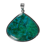 Zilveren hanger chrysocolla met malachiet | 3,8 x 4,3 cm Zilveren hanger chrysocolla met malachiet | 3,8 x 4,3 cm