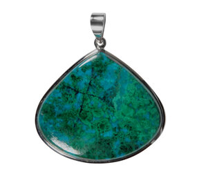 Zilveren hanger chrysocolla met malachiet | 3,8 x 4,3 cm Zilveren hanger chrysocolla met malachiet | 3,8 x 4,3 cm