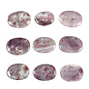 Toermalijn (roze) met lepidoliet (unicorn stone) plat gepolijst Toermalijn (roze) met lepidoliet (unicorn stone) plat gepolijst