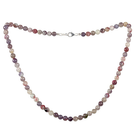 Toermalijn (roze) met lepidoliet (unicorn stone) ketting 6 mm kralen Toermalijn (roze) met lepidoliet (unicorn stone) ketting 6 mm kralen