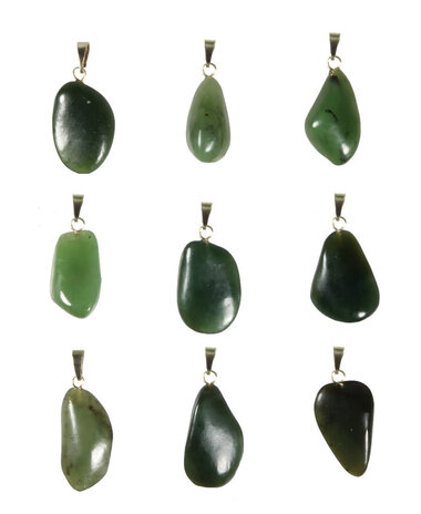 Jade hanger met 14k gouden oogje