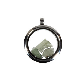 Locket hanger van rvs met ruwe moldaviet Locket hanger van rvs met ruwe moldaviet