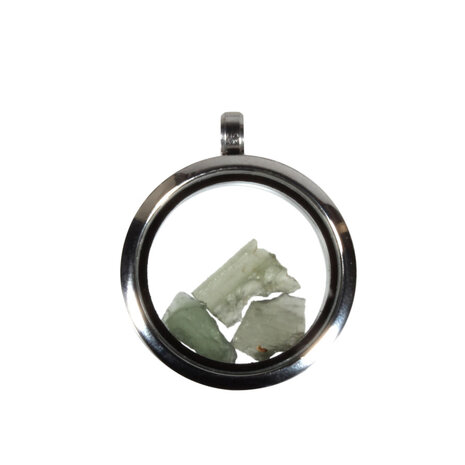 Locket hanger van rvs met ruwe moldaviet Locket hanger van rvs met ruwe moldaviet