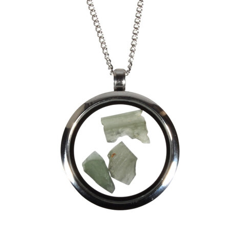 Locket hanger van rvs met ruwe moldaviet Locket hanger van rvs met ruwe moldaviet