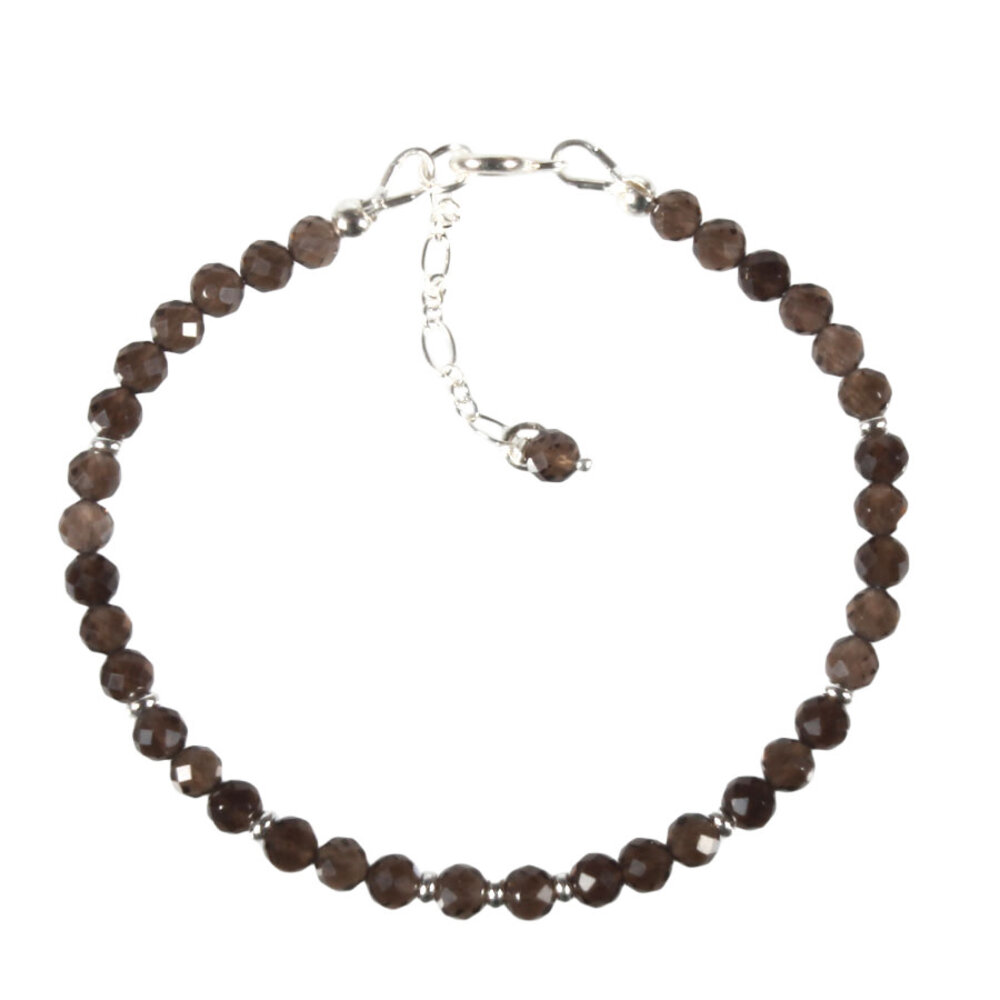 Rookkwarts zilveren armband | 4 mm facet Rookkwarts zilveren armband | 4 mm facet